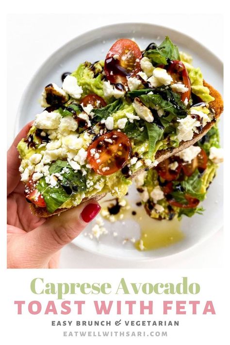 Avocado Egg Feta Toast, Mediterranean Diet Avocado Toast, Feta Toast Recipe, Avocado Toast Balsamic Glaze, Avocado Toast With Feta And Egg, Greek Avocado Toast, Balsamic Avocado Toast, Feta Avocado Toast, Hummus Avocado Toast