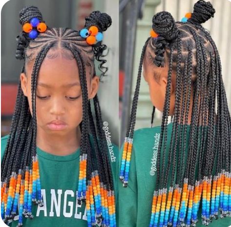 Braids With Beads Hairstyles, Kids Braids With Beads, Beads Hairstyles, Daughter Hairstyles, Black Kids Braids Hairstyles, Short Box Braids Hairstyles, Lil Girl Hairstyles, Kids Braids, Kid Braid Styles