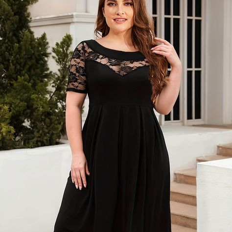 Plus Size Women Dresses, Loose Dress Casual, Plus Size Lace Dress, Petal Sleeve, Evening Dresses Plus Size, Lightweight Dress, Daily Dress, Plus Size Womens Clothing, Evening Party Dress