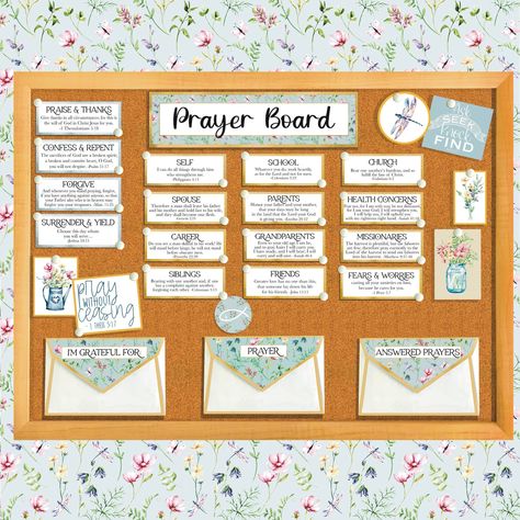 Scriptures For Prayer Board, Prayer Board Categories, Diy Prayer Board Ideas, Bible Board Ideas, Prayer Board Ideas Diy Free Printables, Prayer Board Inspiration, Prayer Bulletin Board, Prayer Board Ideas Diy, Diy Prayer Board