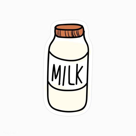 Bottle of milk isolated on background vector | premium image by rawpixel.com / sasi Milk Drawing, Milk Cartoon, Watermelon Cartoon, Bottle Of Milk, Avocado Cartoon, Food Typography, Bottle Drawing, Cartoon Food, Cute Food Drawings