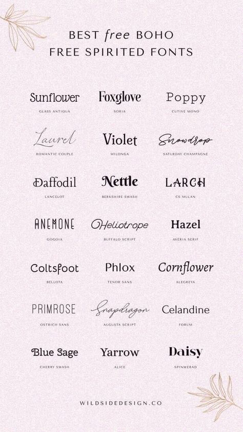 free fonts aesthetic Bohemian Design Graphic, Wellness Moodboard, Romantic Website Design, Brow Room, Kombinasi Font, Bohemian Font, Best Free Script Fonts, Aesthetic Journaling, Boho Fonts