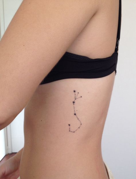 Line Tattoo Scorpio, Delicate Space Tattoo, Constellation Tattoos Scorpio, Scorpio Related Tattoos, Scorpius Constellation Tattoo, Constellation Scorpio Tattoo, Scorpio Line Tattoo, Scorpio Tattoo Aesthetic, Minimalist Tattoo Scorpio