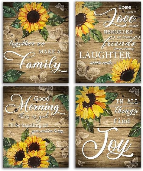 Amazon.com: Inspirational Bible Wall Art, Sunflower Wall Decor, Inspirational Quotes Poster for Women Girl Bedroom Home Office, Rustic Art Painting, Sunflower Wall Decor for Women Girl BFF Set of 4(8"X10"), Unframe-85: Posters & Prints Rustic Art Painting, Office Rustic, Sunflower Wall Decor, Farmhouse Paintings, Art Sunflower, Bible Wall Art, Quotes Poster, Inspirational Quotes Posters, Rustic Art