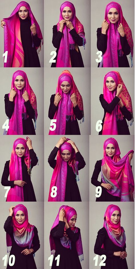 Hijab Step By Step, Square Hijab Tutorial, New Hijab Style, How To Wear Hijab, New Hijab, Fesyen Islam, Simple Hijab Tutorial, Dupatta Style, Hair Scarves