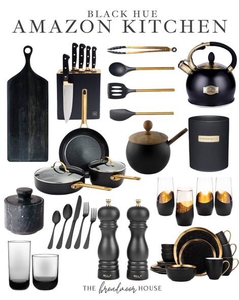 Amazon kitchen must haves Amazon Kitchen Decor, Black Kitchen Accessories, Black And Gold Kitchen, Assiette Design, Black Kitchen Decor, Future Apartment Decor, Gold Kitchen, Amazon Home Decor, Apartment Decor Inspiration