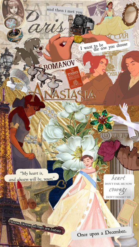 #anastasia Disney Anastasia, Anastacia Disney, Anastasia Movie, Princess Anastasia, Movie Collage, Anastasia Romanov, Disney Background, Disney Collage, Disney Phone Wallpaper