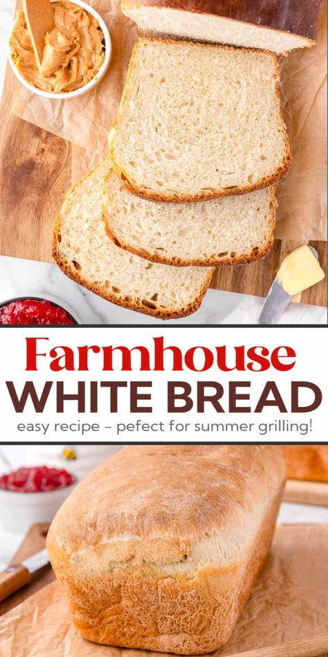 How To Make Easy Bread, Easy Bread For Beginners, Simple White Bread Recipe, Single Loaf White Bread Recipe, Easy Loaf Bread Recipes, Soft Fluffy Bread Recipe, White Bread Recipe Homemade, Farmhouse Bread Recipe, Easy Loaf Bread