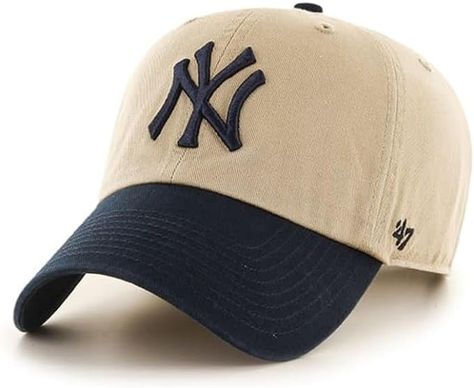 Amazon.com: '47 New York Yankees Hat Mens Womens Two Tone Clean Up Adjustable Cap, Khaki/Navy Hat, Navy Logo : Clothing, Shoes & Jewelry New York Yankees Hat, New York Yankee Hat, Yankees Hat, Navy Hat, Navy Hats, Navy Logo, New York Yankees, Clean Up, Shoes Jewelry