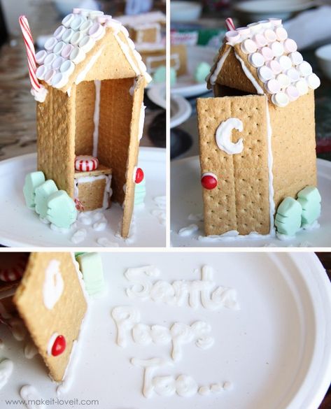 Gingerbread House Made With Graham Crackers, Gingerbread Houses From Graham Crackers, Gingerbread House Using Graham Crackers, Group Gingerbread House Making, Gram Cracker House Ideas, Diy Graham Cracker Gingerbread House, Gram Cracker Gingerbread Houses, Easy Graham Cracker Gingerbread House, Graham Cracker House Christmas