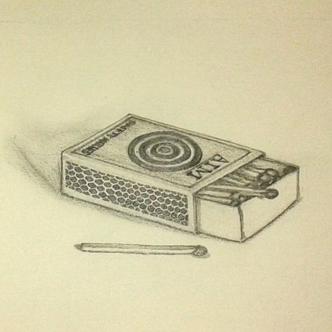 Man-made object/matchbox drawing and pencil shading or rendering Art Sketches Objects, Object Art Reference, Everyday Objects Drawings, Object Drawing For Elementary Exam, Matchbox Sketch, Objects To Sketch, Man Made Objects Drawings, Realistic Sketches Objects, Easy Object Drawing