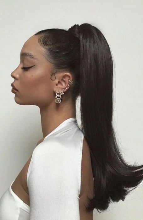 High Ponytail Hairstyles, Kadeřnické Trendy, Vlasové Trendy, Sleek Ponytail, Sleek Hairstyles, Long Black Hair, Ponytail Styles, High Ponytails, Baddie Hairstyles