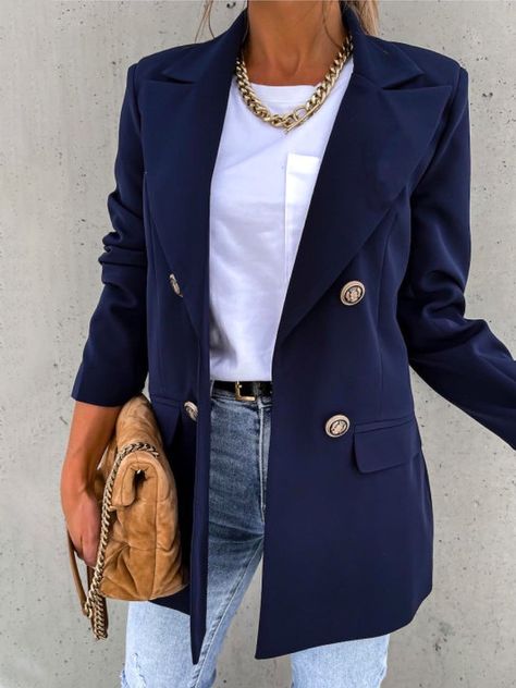 Outfit Mit Blazer, Business Casual Blazer, Blazer Outfits Casual, Ladies Blazer, Women's Outfits By Occasions, Mode Jeans, Blazer Outfit, Blazer Jeans, Elegante Casual