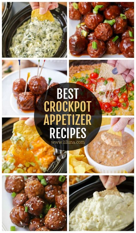 Crock pot appetizers are a great snack to prepare for parties. Dips and meatballs are our go-to's and I have some tasty recipes that are sure to get the party started! #crockpotappetizers #crockpot #slowcooker #appetizers Crockpot Appetizer Recipes, Crock Pot Appetizers, Party Snacks Easy Appetizers, Hors Devours Appetizers, Crockpot Snacks, Crockpot Party Food, Potluck Appetizers, Slow Cooker Appetizers, Crockpot Appetizers