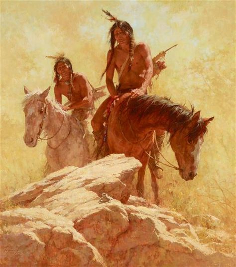 Artwork by Howard Terpning, Find the Buffalo, Made of oil on canvas Howard Terpning, American Indian Wars, Native American Paintings, Native American Pictures, Wilde Westen, Native American Artwork, Western Paintings, West Art, Native American Artists