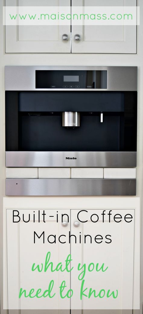 If you are a coffee junkie, built-in coffee machines might be the next dream appliance for your kitchen. Find out what you need to know before you buy. Coffee Maker Placement In Kitchen, Coffee Bar Machine, Built In Espresso Machine Kitchen, Miele Coffee Machine Built Ins, Built In Espresso Machine, Built In Coffee Machine, Butlers Pantry Ideas Layout, Espresso Machine Kitchen, Built In Coffee Bar