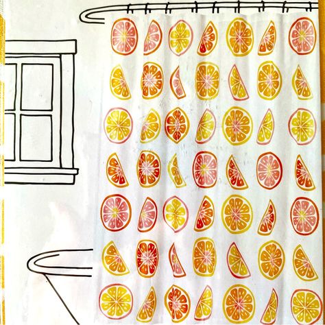 Martha Stewart 72" X 72" Shower Curtain Bath Citrus Print 100% Cotton Citrus Shower Curtain, Fruit Shower Curtain, Flamingo Shower Curtain, Bathroom 2024, Bathroom Canisters, Orange Bathroom, Orange Bathrooms, Red Carnation, Red Curtains