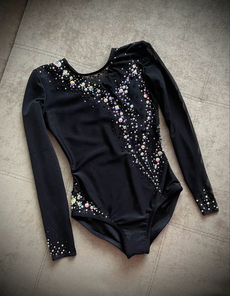 Black Leotard Gymnastics, Leotard Stoning Ideas, Contemporary Dance Costumes Dresses, Black Leotard Costume, Gymnastic Outfits, Gymnastics Dress, Leotard Dance Costume, Leotards Gymnastics, Gymnastics Competition Leotards