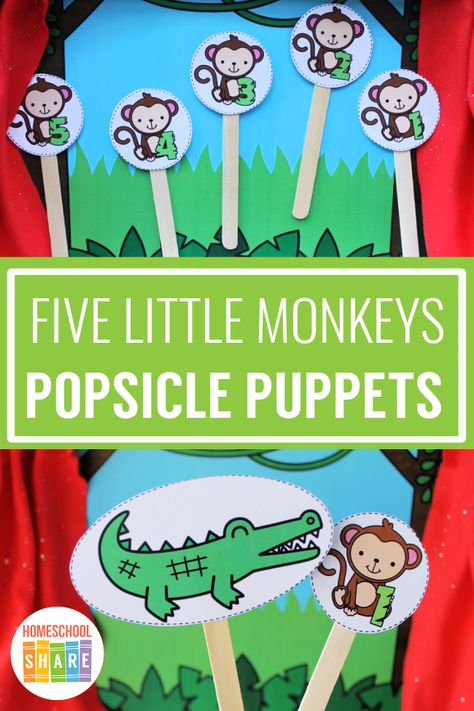 Monkey Preschool Activities, Monkeys Swinging In A Tree, Esl Preschool, Retelling Activities, Tree Monkey, 5 Little Monkeys, Monkey Puppet, Toddler Board, Nursery Rhymes Activities