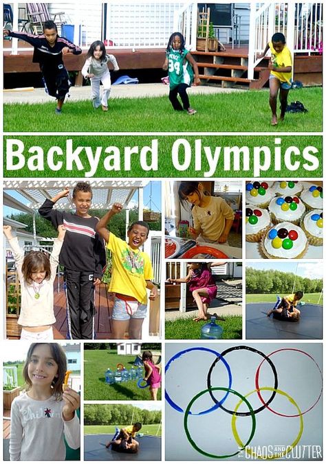 Create your own backyard Olympics complete with snacks, crafts, events, and an awards ceremony Backyard Olympics, Preschool Olympics, Olympic Idea, Kids Olympics, Olympic Crafts, Olympics Activities, Games To Make, Summer Boredom, Olympic Theme