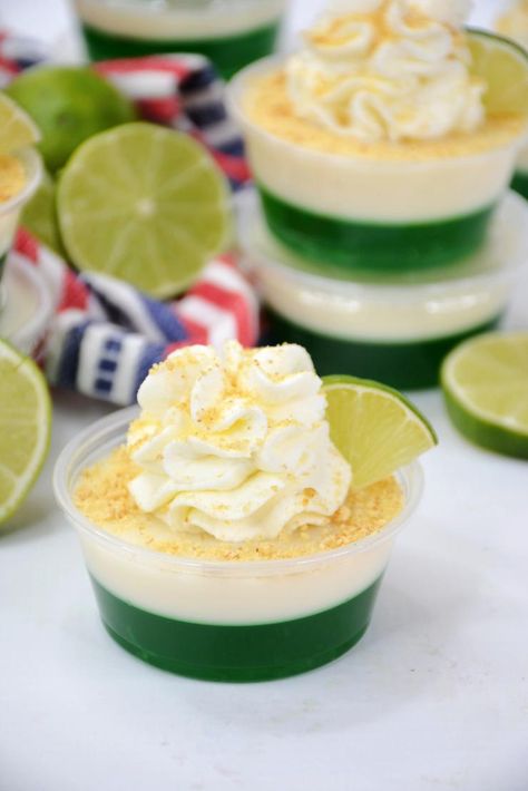 Whipped Cream Vodka Jello Shots, Key Lime Pie Jello Shots, Mojito Jello Shots Recipe, Midori Jello Shots, Layered Jello Shots, Key Lime Jello Shots, Rumchata Jello Shots, Cream Jello Shots, Fancy Jello Shots