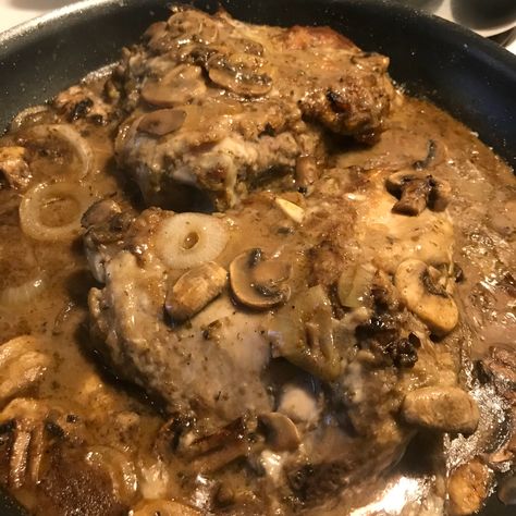 Turkey thighs are pan-seared, then cooked in a creamy sauce flavored with mushrooms and sherry. Serve over hot cooked rice. Brown Sauce Recipe, Turkey Thigh Recipes, Turkey Thigh, Smothered Turkey, Turkey Thighs, Lunch Sides, Turkey Time, Thanksgiving Cooking, Brown Sauce