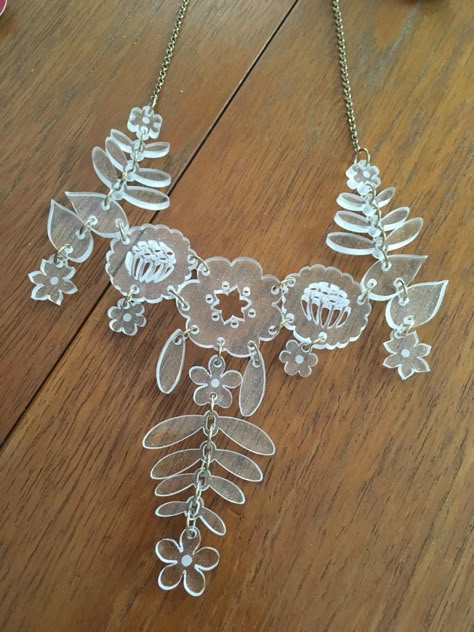 Shrink Plastic Necklace, Anodized Aluminum Jewelry, Shrink Plastic Jewelry, Jewels Diy, Acrylic Laser Cut, Embroidery Necklace, Stackable Necklaces, Mexican Embroidery, Tatty Devine