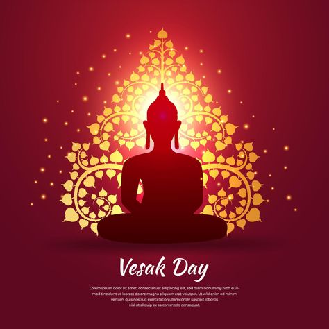 Happy Vesak Day Design. Vesak Day background with shinny Lord Buddha silhouette and ornament vector. Wesak Day Poster Design, Vesak Day Design, Happy Vesak Day, Buddha Silhouette, Wesak Day, Happy Vesak, Vesak Day, Ornament Vector, Lord Buddha