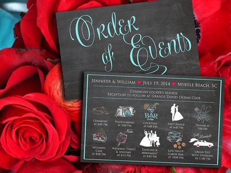 Chalkboard Wedding Timeline Order of Events Colored Option - Wedding Itinerary - Wedding Schedule Chalkboard Wedding Silhouette - You Print by PaintTheDayDesigns Wedding Planning Quotes, Itinerary Wedding, Wedding Dress Vintage Sleeves, Diy Wedding Makeup, Wedding Food Stations, Order Of Events, Wedding Schedule, Wedding Itinerary, Events Ideas