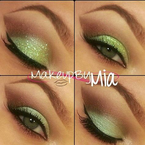 #Minteyeshadow Tinkerbell Makeup, Saint Patricks Day Makeup, Princess Makeup, Green Eyeshadow, Manicure Y Pedicure, Day Makeup, Makeup For Green Eyes, Tinker Bell, Costume Makeup