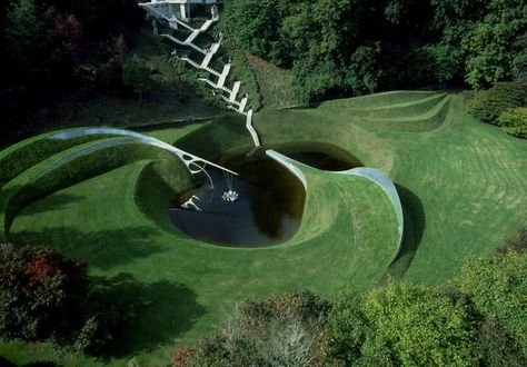 Charles Jencks, Garden Of Cosmic Speculation, Concrete Staircase, Creative Landscape, Most Beautiful Gardens, Public Spaces, Garden Inspired, Green Gables, Land Art