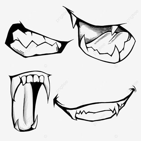 Anime Sharp Teeth Smile, Angry Teeth Drawing, Sharp Teeth Smile Drawing Reference, Anime Fang Mouth Reference, Gritted Teeth Reference, Big Teeth Drawing, Smile With Sharp Teeth Drawing, Confused Mouth Drawing, Sharp Teeth Mouth Drawing