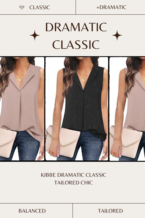 Unixseque Women's Casual V Neck Sleeveless Tunics Tank Tops Blouses Summer Office Work Shirts perfect for a kibbe dramatic classic outfit! tailored chic. refined. elegant. geometric. angular. sharp edges. straight lines. balanced. symmetrical. sleek. sculpted. trim and taut. Tailored Chic Outfits, Dramatic Classic Casual Outfits Summer, Dramatic Classic Summer Outfit, Kibbe Dramatic Classic Outfits, Dramatic Classic Casual Outfits, Dramatic Classic Kibbe Style, Dramatic Classic Style Outfits, Dc Kibbe, Dramatic Classic Kibbe