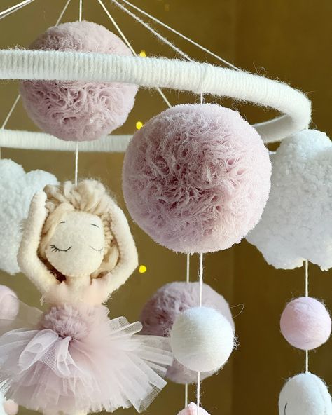 Crib mobile girl with ballerina and swans Crib Mobile Girl, Mobile Girl, Mobile Nursery, Crib Mobile, Swans, Cribs, Nursery Decor, Baby Mobile, Nursery