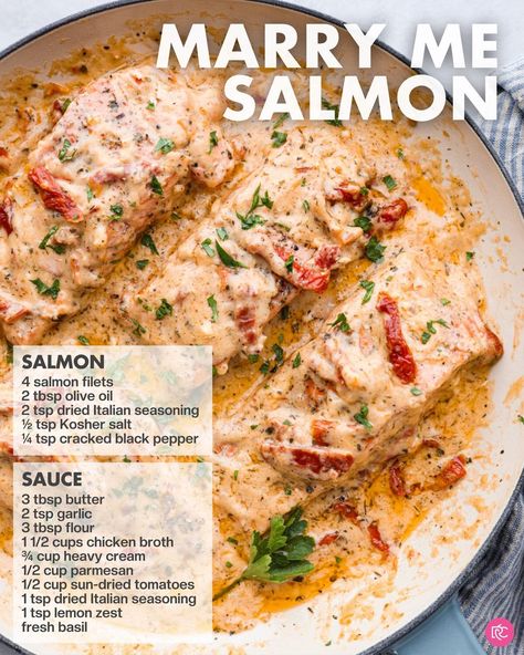 Recipe here:... - Sweetpea Lifestyle Marry Me Salmon, Garlic Tortellini, Tuscan Salmon, Sun Dried Tomato Sauce, Sauce For Salmon, Salmon And Shrimp, Clean And Delicious, Butter Salmon, Salmon Filet