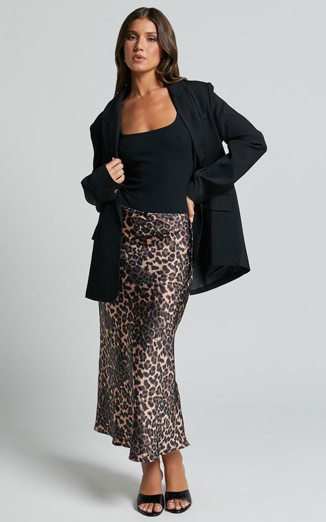 Lioness - Enigmatic Maxi Skirt in Leopard Maxi Leopard Skirt Outfit, Midi Leopard Skirt Outfit, Fall Party Outfit Night, Printed Long Skirt Outfits, Leopard Satin Skirt, Leopard Maxi Skirt, Leopard Print Maxi Skirt, Leopard Skirt Outfit, Leopard Maxi Skirts