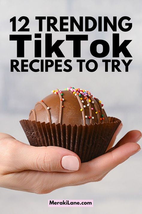 12 TikTok Recipes Worth Trying | When it comes to TikTok videos, there are so many trends to discover - TikTok dances, singing, funny and relatable stuff, fitness challenges and - my favorite - FOOD! Whether you're looking for easy and healthy breakfast, lunch and dinner ideas, or you're a foodie in need of some coffee and dessert inspo, we've got you covered. From whipped coffee, to breakfast tortillas, to baked pasta, to hot chocolate bombs and an Oreo mug cake, these are delish! Tik Tok Recipes Desserts, Easy Tick Tock Recipes, Trending Chocolate Treats, Trending Baking Ideas, Viral Tiktok Desserts, Tiktok Desserts Videos, Viral Recipes Tiktok, Tik Tok Desserts, Tiktok Snack Recipes