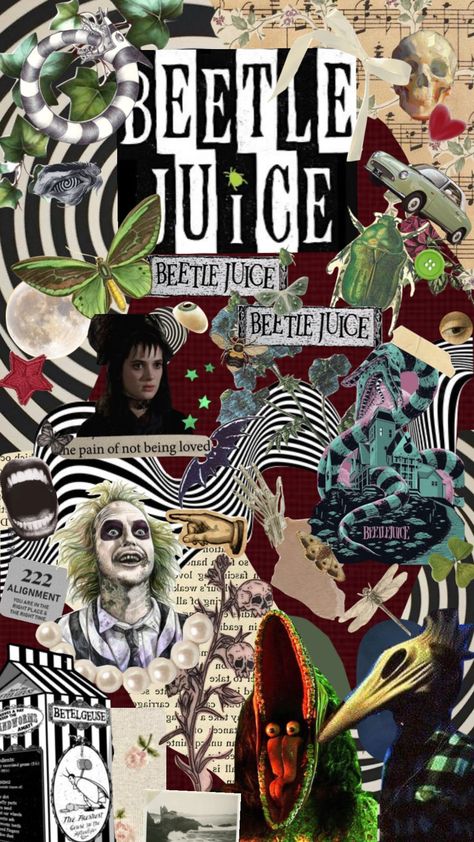 #moodboard #vintage #aesthetic #timburton #beetlejuice Beatle Juice Wallpapers, Beetlejuice Pictures, Beetle Juice Wallpaper, Beetlejuice Wallpaper Aesthetic, Beetlejuice Wallpaper, Beetlejuice Halloween Costume, Halloween Wallpaper Iphone Backgrounds, Beetlejuice Movie, Beetlejuice Halloween