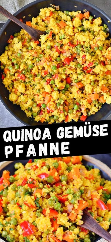 Diese Quinoa-Gemüse-Pfanne ist von Natur aus glutenfrei, nährstoffreich und proteinreich. Sie eignet sich wunderbar als warme Hauptspeise, Beilage oder als kalter Quinoa-Salat. Mit reichlich Geschmack ist dieses Gericht nicht nur gesund, sondern könnte auch zu einem Lieblingsgericht deiner Familie werden. Cold Quinoa Salad, Quinoa Side Dish, Perfect Quinoa, Quinoa Pilaf, Wfpb Recipes, Vegan Baby, Veggie Stir Fry, Quick Weeknight Dinners, Quinoa Recipes