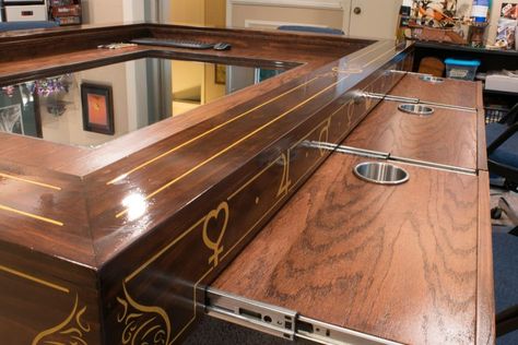 DIY Gaming Table Custom Dnd Table, Diy Gaming Table, Wargame Table, Dungeons And Dragons Room, Gaming Table Diy, Game Closet, Gamers Room, Dnd Room, Dnd Table