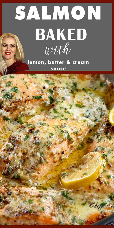 Cheesecake Factory Salmon Lemon Sauce, Salmon With Mustard Cream Sauce, Fish With Lemon Cream Sauce, Lemon Garlic Sauce For Salmon, Salmon With Avocado Cream Sauce, Lemon Garlic Butter Salmon Baked, Creamy Lemon Sauce For Salmon, Salmon With Sour Cream, Salmon With Tarragon Sauce