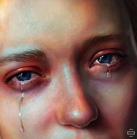 Painting Tears Tutorial, Angry Tears Reference, How To Paint Tears, Crying Eye Painting, Tears Draw Reference, Tear Reference, Unsweetened Lemonade, Tear Painting, Drawing Tears