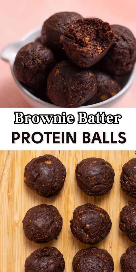 Protein brownie balls on a wooden cutting board. Easy Protein Snacks, Protein Balls Recipe, Protein Snacks Recipes, Chocolate Protein Balls, Best Whey Protein Powder, Protein Balls Healthy, Best Whey Protein, Protein Balls Recipes, Protein Baking