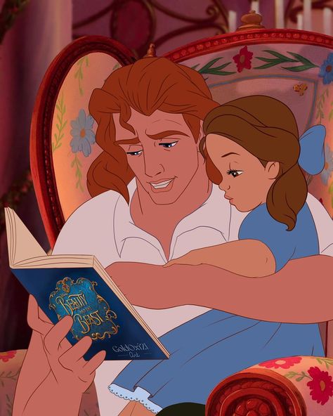 Oksana Pashchenko on Instagram: “Prince Adam reads to the baby🥰 She loves books just like her mom📚 #thebeautyandthebeast” Belle And Adam, Disney Amor, Prince Adam, The Beauty And The Beast, Disney Enchanted, Prințese Disney, Disney Princes, Art Disney, Pinturas Disney