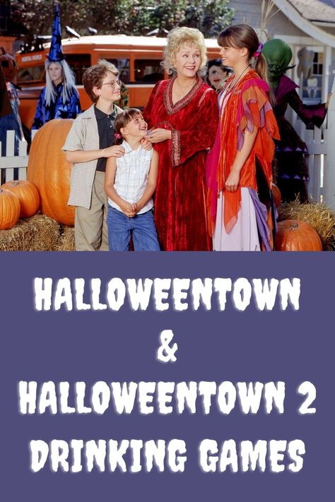 Characters from Disney's Halloweentown movies and text that says Halloweentown drinking games. Halloweentown Drinking Game, Halloween Movie Drinking Games, Halloweentown Dinner, Halloweentown Party, Halloweentown 2, Tv Show Drinking Games, Drinking Rules, Halloweentown High, Drinking Ideas