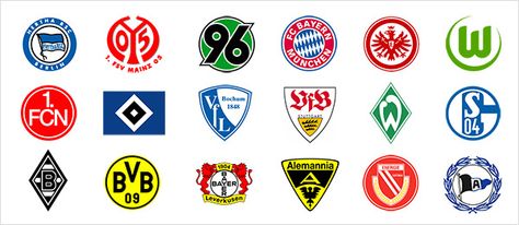 Logos-Bundesligavereine Argentina, Champions League, Logos, Hertha Bsc, Typography, Design, American Football, Bundesliga Logo, Team Logo