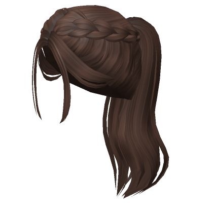 Long Soft Dutch Braid Ponytail (Brown) Bloxburg Brown Braided Hair Codes, Berry Avenue Codes Brown Hair Braids, Roblox Brown Ponytail Codes, Roblox Hair Ponytail, Brown Ponytail Codes, Bloxburg Ponytail Codes, Ponytail Roblox Codes, Bloxburg Hair Codes Brown, Brown Hair Names