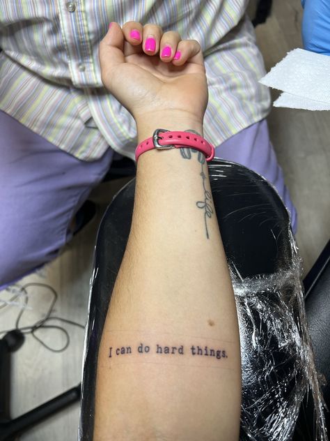 Amanda Sobhy on Twitter: "I read Untamed by @GlennonDoyle over the pandemic when I was going through a difficult period & her words, “We can do hard things” forever stuck w/ me. It soon became a source of comfort for me over the years. My new tattoo is forever a reminder that I can do hard things. 🙏🏽💜🙌🏽 https://t.co/s3KlNpMYMo" / Twitter Because I Can Tattoo, I Can Do It Tattoo, We Can Do Hard Things Tattoo, You Can Do Hard Things Tattoo, I Can Do Hard Things Tattoo, Untamed Tattoo, Hard Times Tattoo, I Can Do Hard Things, We Can Do Hard Things