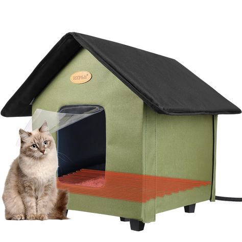 Outdoor Cat Enclosure Winter, Cat House For Winter, Outside Cat Shelter, Cat Shelters For Winter, Heated Outdoor Cat House, Cat House Outdoor, Heated Cat House, Outdoor Cat Shelter, Feral Cat Shelter