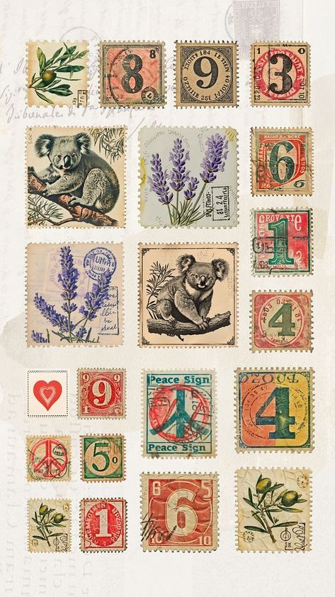 Vintage Postage Stamps Printable, Vintage Postal Stamps, Post Stamp Vintage, Vintage Stamps Postage, Stamps Postage, Stamps Vintage, Postage Stamp Design, Vintage Numbers, Vintage Postage Stamps